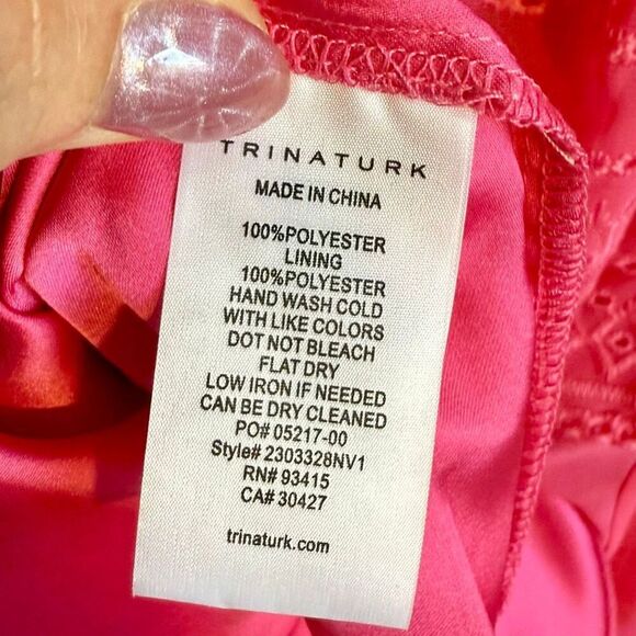 NWT Trina Turk Phebe embroidered one shoulder pink ruffle dress size M - Picture 12 of 12